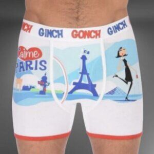 Men's GINCH GONCH ' I Love Paris ' Boxer Brief Underwear Cotton Large NEW